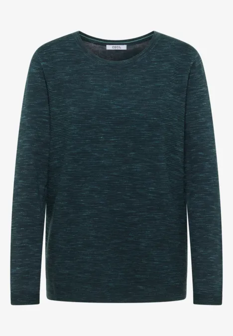 Pull à col rond structuré pine green heather melange
