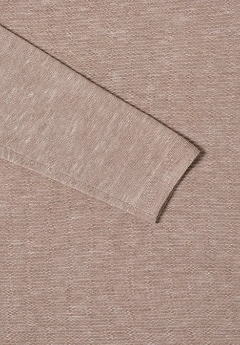 Pull à col rond structuré heather taupe melange