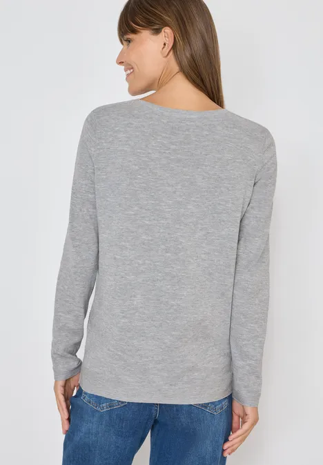 Pull à col rond structuré heather silver chalk melange