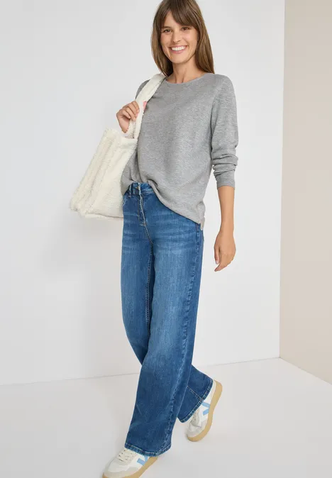 Pull à col rond structuré heather silver chalk melange