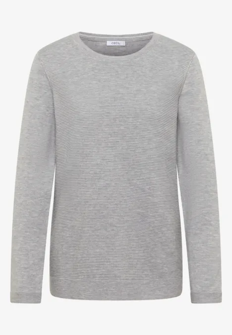Pull à col rond structuré heather silver chalk melange