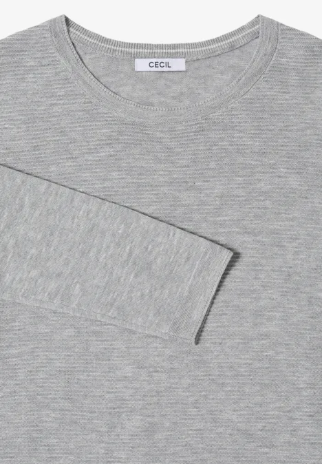 Pull à col rond structuré heather silver chalk melange