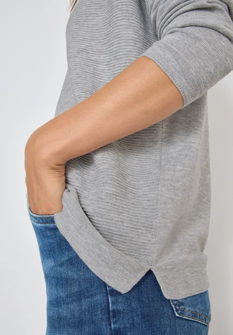 Pull à col rond structuré heather silver chalk melange