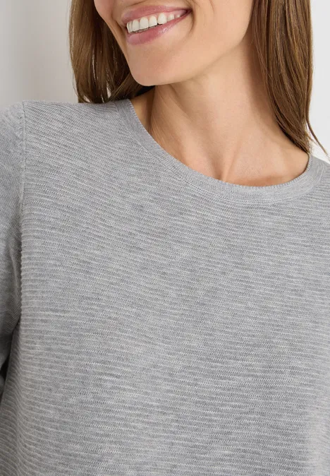 Pull à col rond structuré heather silver chalk melange