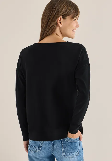 Pull-over avec détail structuré Black