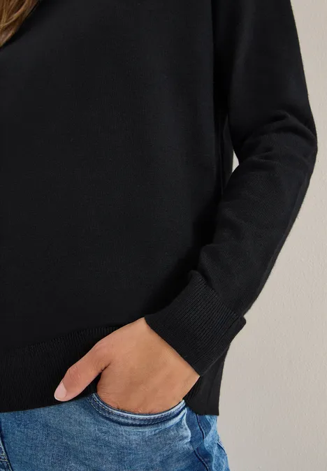 Pull-over avec détail structuré Black
