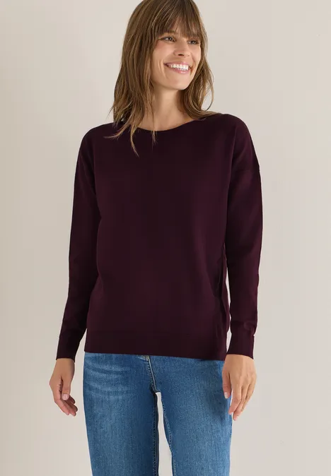 Pull-over avec détail structuré eggplant red