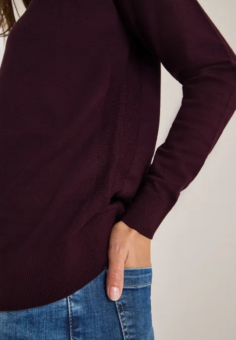Pull-over avec détail structuré eggplant red