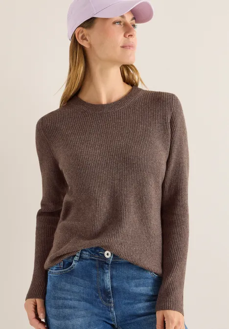 Pull-over avec détails structurés mushroom taupe melange