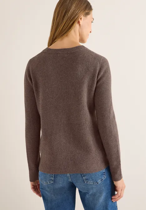 Pull-over avec détails structurés mushroom taupe melange