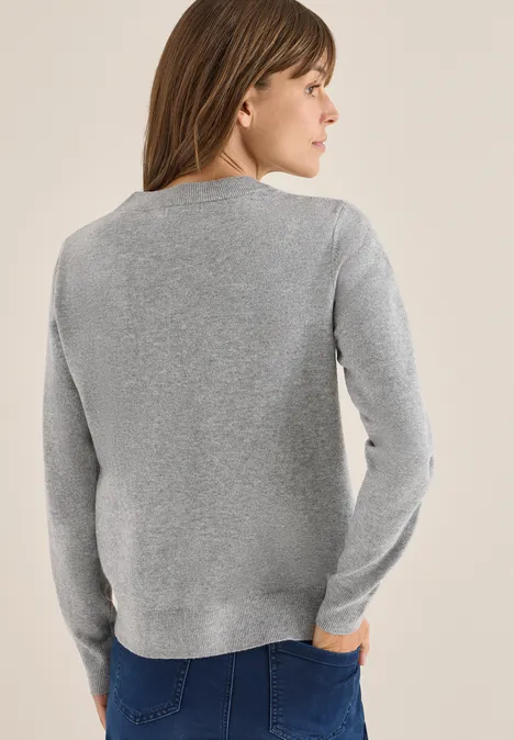 Doux pull à col rond sporty grey melange