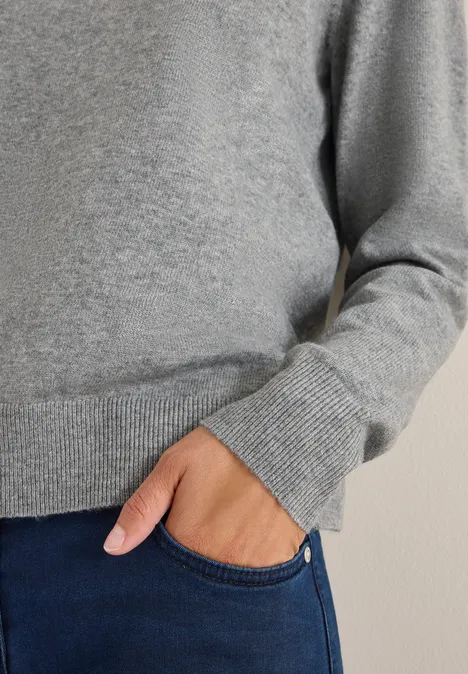 Doux pull à col rond sporty grey melange