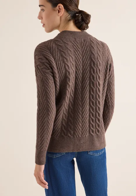 Pullover mit Zopfmuster mushroom taupe melange