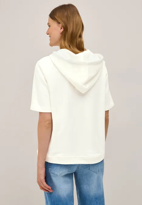 Kurzarmsweatshirt mit Kapuze vanilla white
