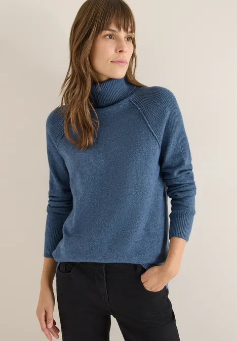 Strukturmix Pullover cotton blue melange