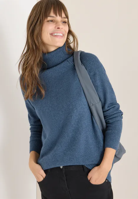 Strukturmix Pullover cotton blue melange