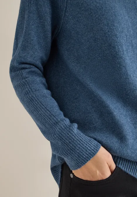 Strukturmix Pullover cotton blue melange