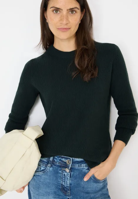 Pullover mit Strukturdetails ink green