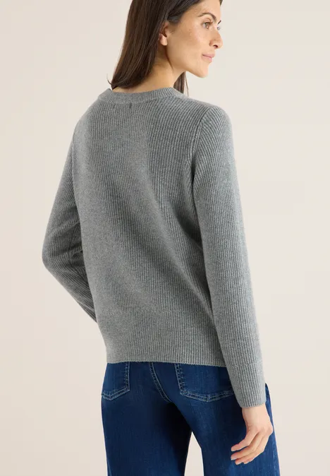 Pullover mit Strukturdetails sporty grey melange
