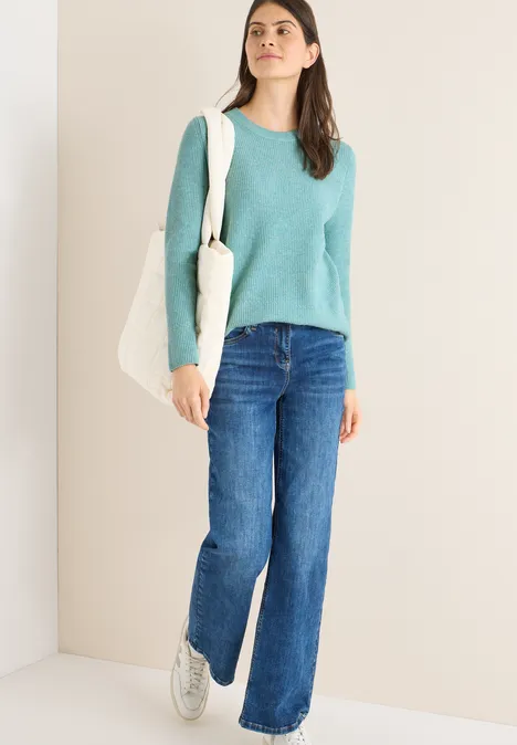 Sweter z teksturowanymi detalami conifere green melange