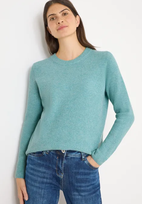 Sweter z teksturowanymi detalami conifere green melange