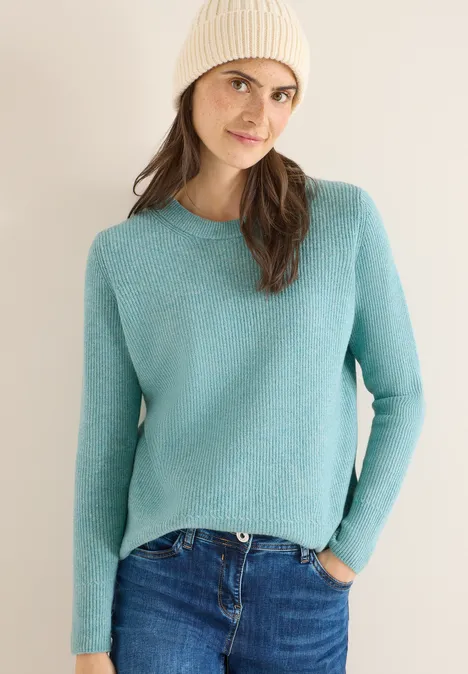 Sweter z teksturowanymi detalami conifere green melange