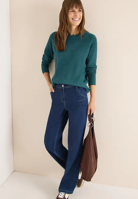 Pullover mit Strukturdetails dark sea green melange