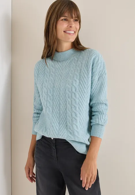 Pull à motif tricoté faded blue melange