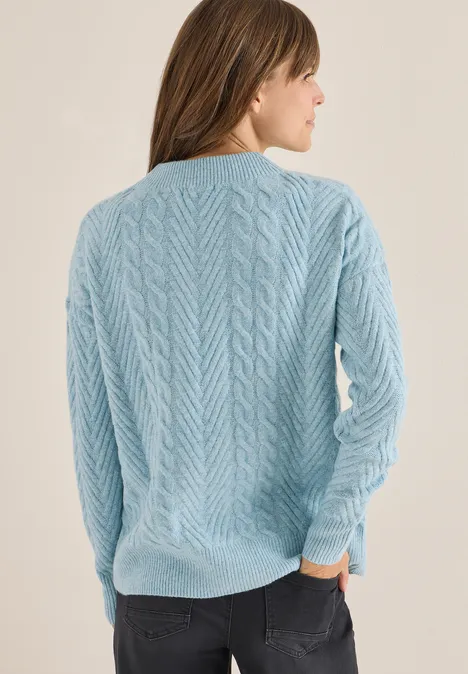 Pull à motif tricoté faded blue melange