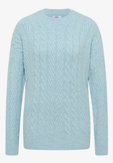 Pull à motif tricoté faded blue melange