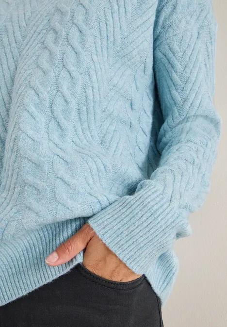 Pull à motif tricoté faded blue melange