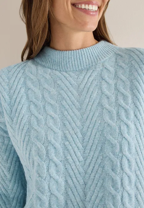 Pull à motif tricoté faded blue melange