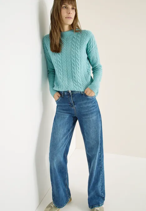 Pullover mit Strickmuster conifere green melange