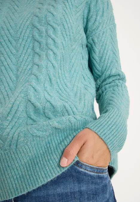 Pullover mit Strickmuster conifere green melange