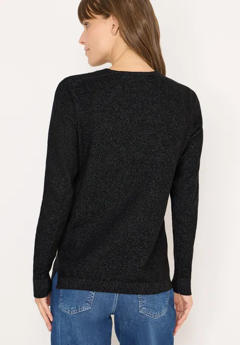 Kuscheliger V-Neck Pullover black melange