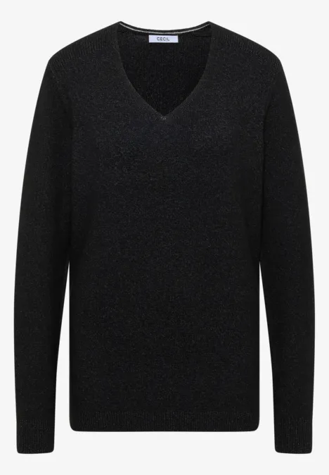 Kuscheliger V-Neck Pullover black melange