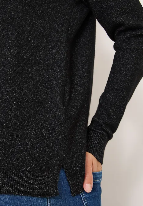 Kuscheliger V-Neck Pullover black melange