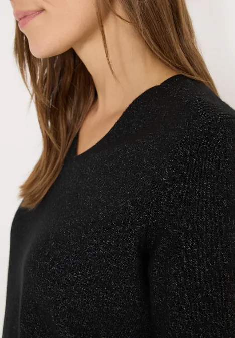 Kuscheliger V-Neck Pullover black melange