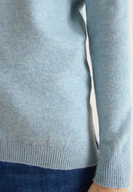 Pull douillet à col en V faded blue melange