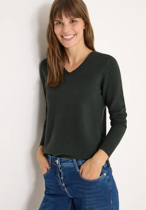 Kuscheliger V-Neck Pullover active khaki melange