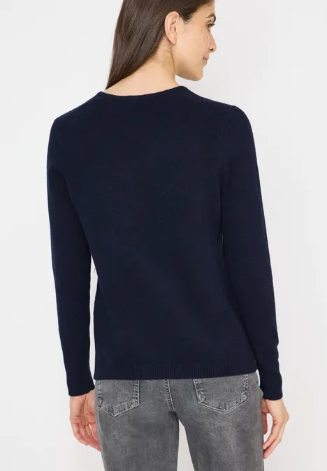 Pull douillet à col en V urban dark blue