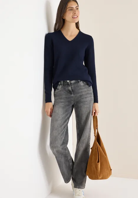 Pull douillet à col en V urban dark blue