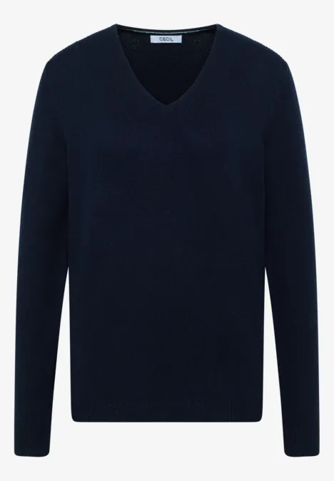 Pull douillet à col en V urban dark blue