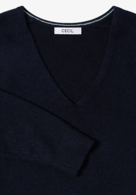 Pull douillet à col en V urban dark blue