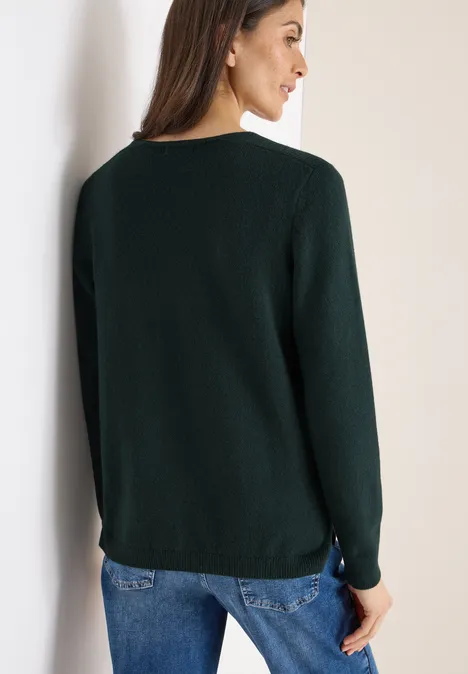 Pull douillet à col en V ink green