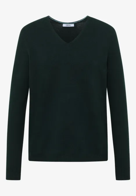 Pull douillet à col en V ink green
