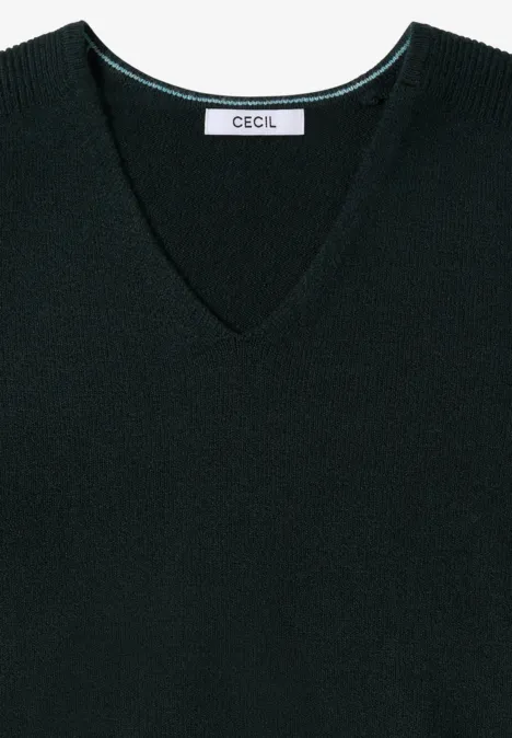 Pull douillet à col en V ink green