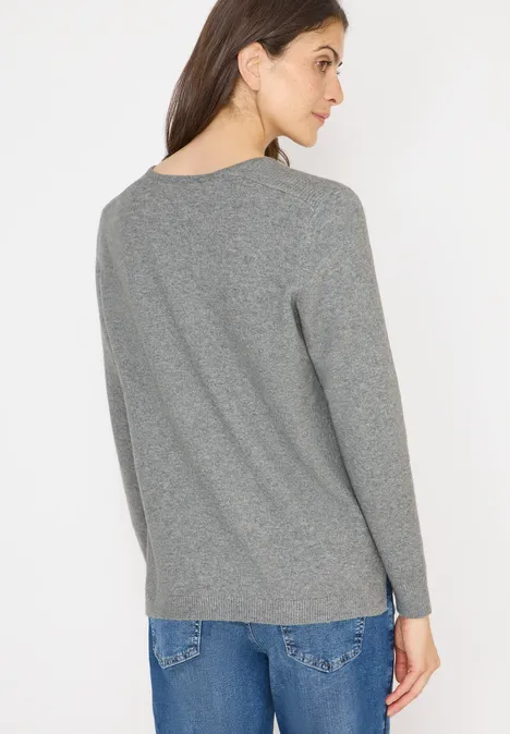 Pull douillet à col en V sporty grey melange