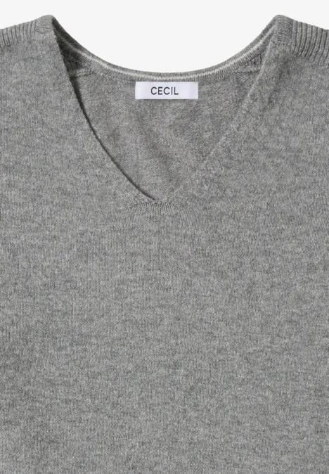 Pull douillet à col en V sporty grey melange