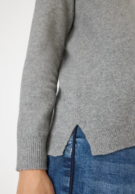 Pull douillet à col en V sporty grey melange